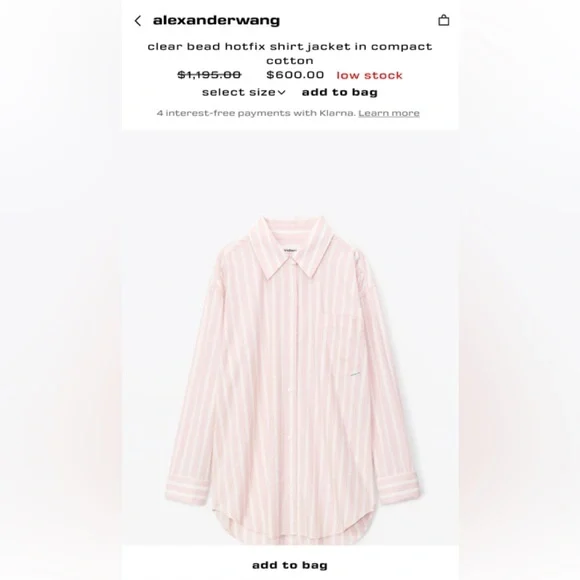 Alexander Wang clear bead hotfix shirt jacket in compact cotton - Picture 2 of 2